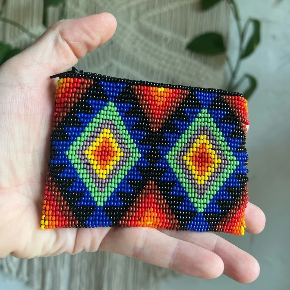 Authentic Navajo Beaded Coin Purse – Handmade Wallet by Native American Artist